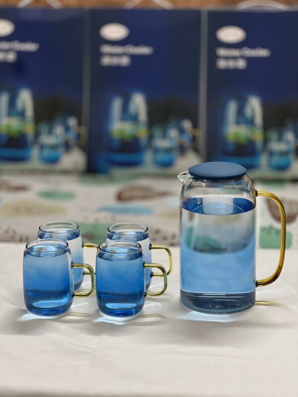Blue Glass Jug & Cup Set